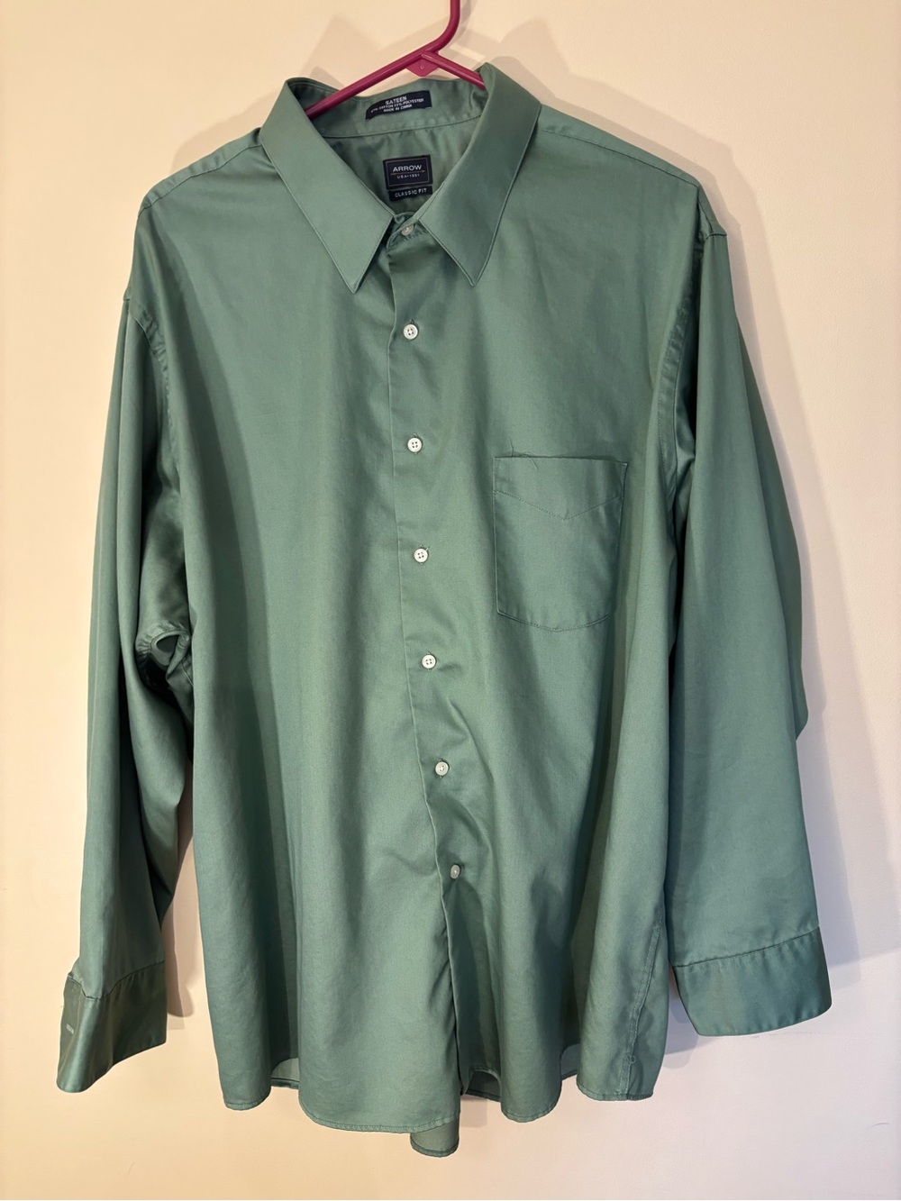 Arrow Men's Mint Green Long-Sleeve Dress Shirt